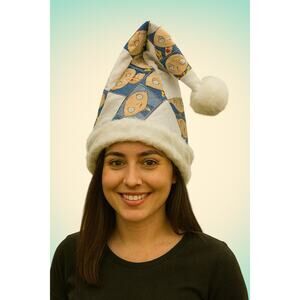 Handmade Upcycled Patchwork Family Guy Stewie Santa Hat Faux Fur Trim Holiday